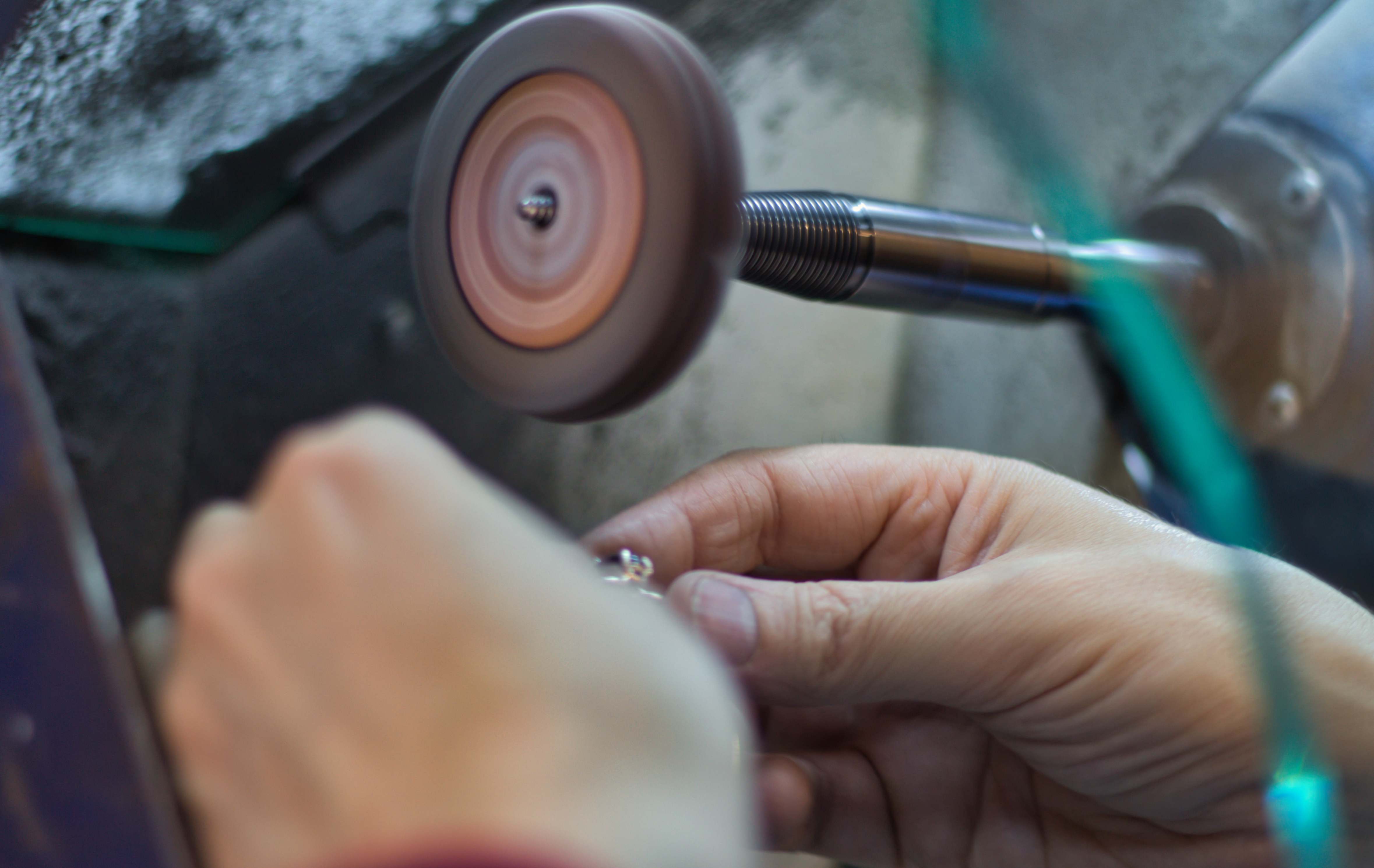 A finished F&S Silver piece resting on the workbench